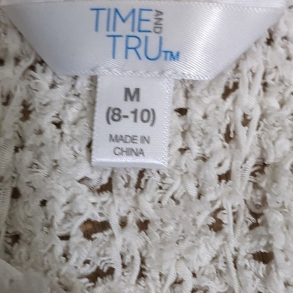White chunky knit oversized cropped henley sweater - Picture 3 of 4